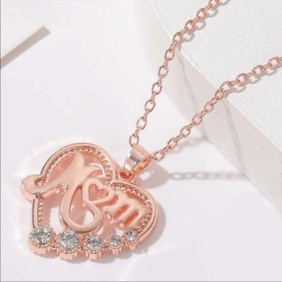 Rose Gold and Rhinestone Mom Necklace - Picture 4 of 5